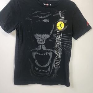 Jordan Black Short-Sleeve Tee with Roaring Panther and Yellow Jumpman